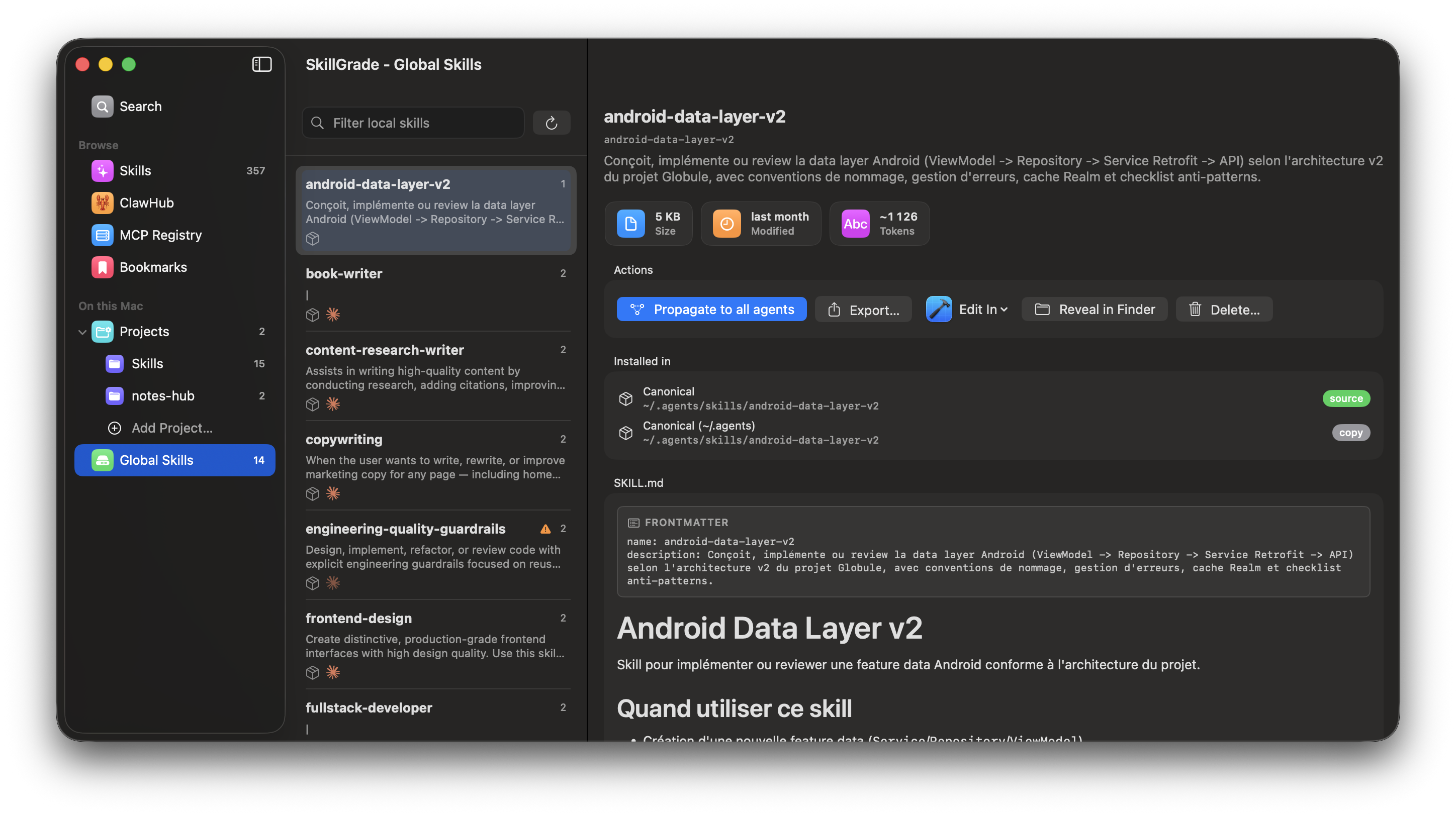 SkillGrade — Global Skills with deploy to all agents